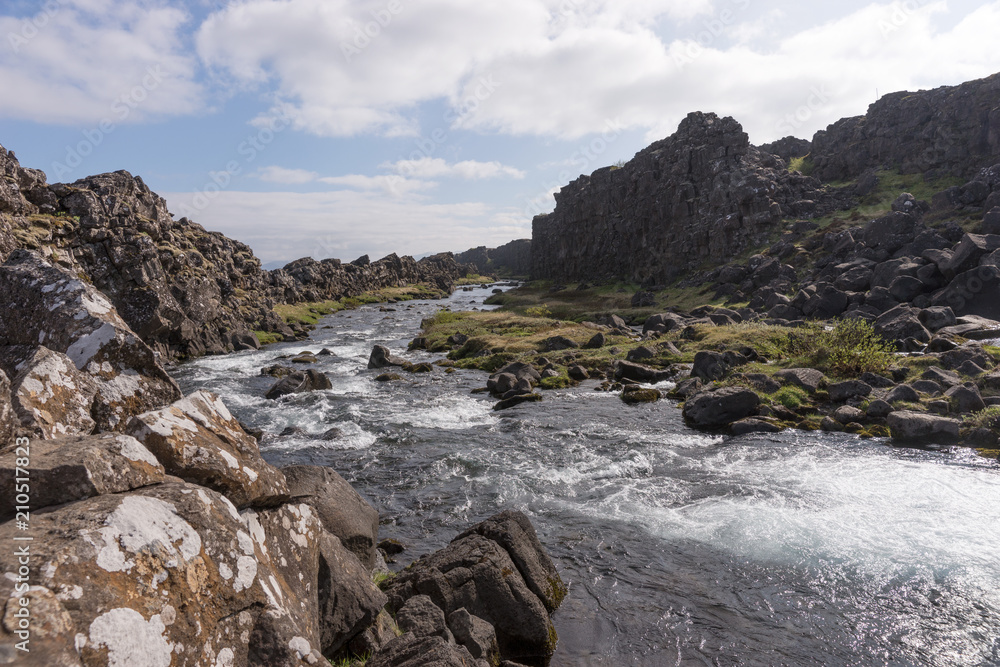 Öxarárfoss waterfall in Golden Circle, Thingvellir National Park, Iceland Öxarárfoss waterfall in Golden Circle, Thingvellir National Park, Iceland