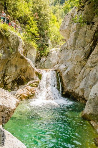 Enipea source of the river "Zeus Bath" on Mount Olympus near the village of Litochoro in Greece