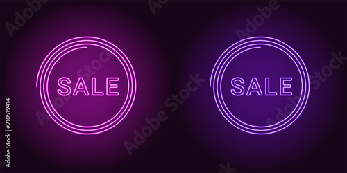 Neon icon of Purple and Violet Sale badge