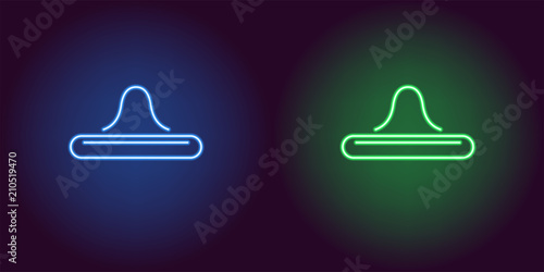 Neon icon of Blue and Green Condom