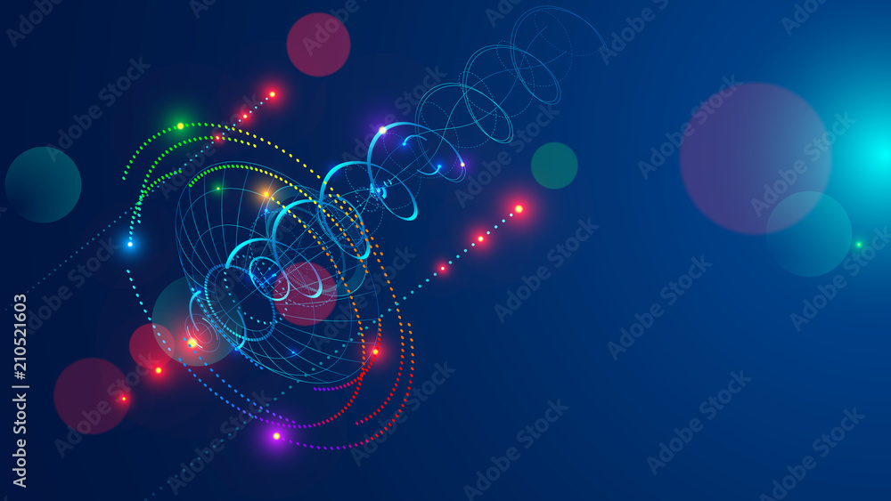 Abstract radio signal transmitted satellite dish . Directional signal radiates in sky shape a spiral and dots. Abstraction tech background. Satellite Communication concept. Abstract radio signal transmitted satellite dish . Directional signal radiates in sky shape a spiral and dots. Abstraction tech background. Satellite Communication concept.