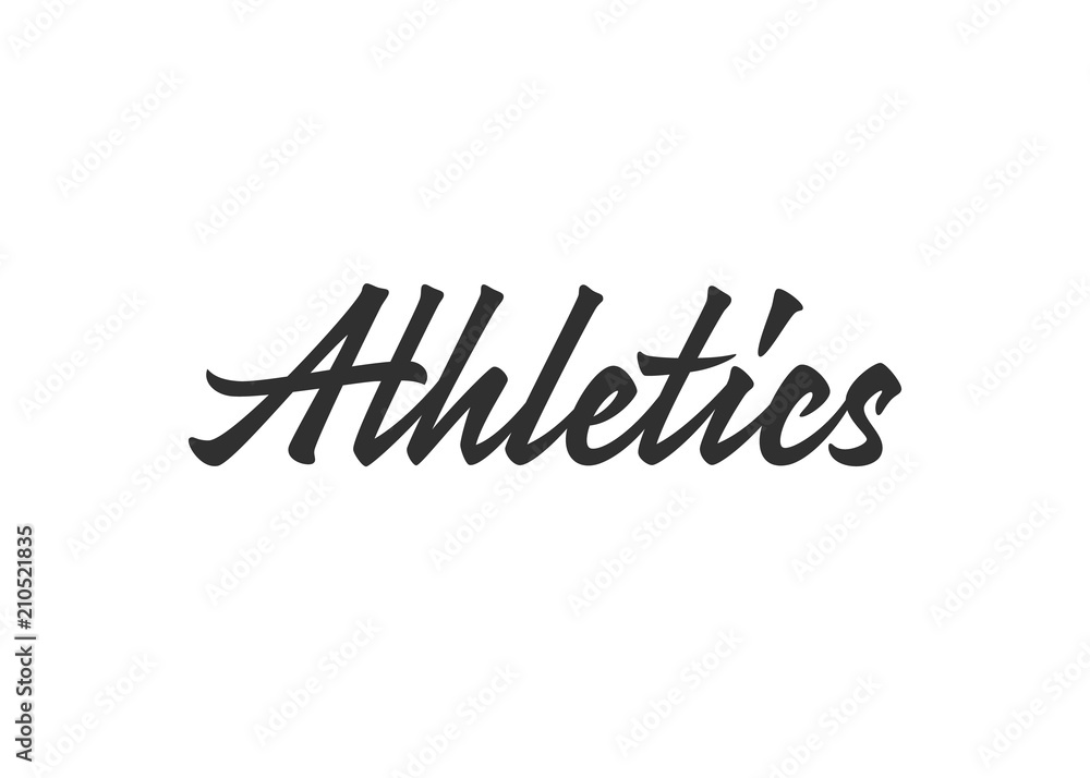 Athletics vector lettering. Handwritten text label. Freehand typography design