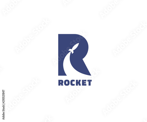 Creative rocket in R letter vector logo design. Vector sign. Character logotype symbols. Logo icon design for website
