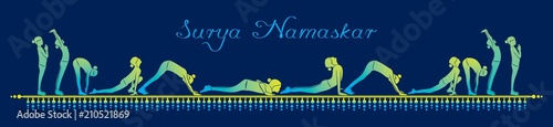 illustration of woman doing SURYA NAMASKAR
