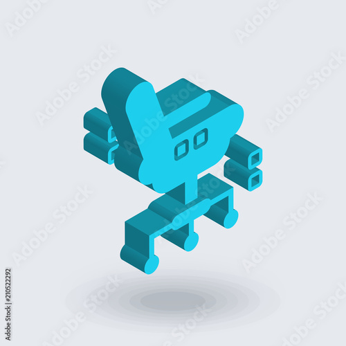 Wheel chair icon vector isolated on white background for your web and mobile app design, Wheel chair logo concept , isometric 3D icon