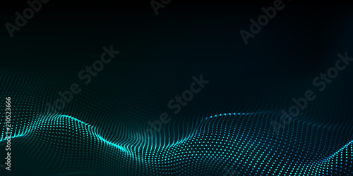 Big data. Futuristic technology blue background. Cyber technology. Technology background. Wave 3d.