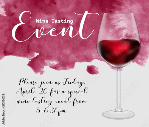 Canvas Print Wine tasting event flyer template, vector illustration