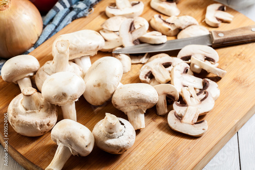 Fresh white mushrooms
