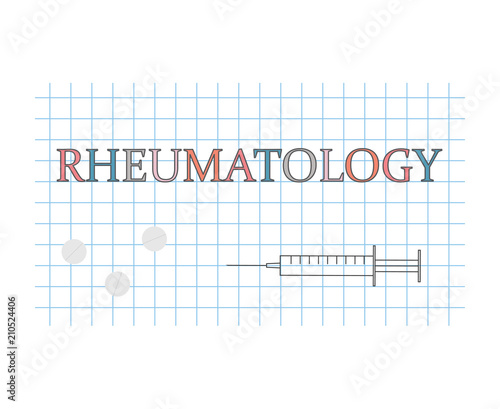 Rheumatology word on checkered paper sheet- vector illustration