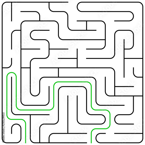 Black square maze 15x15 with help