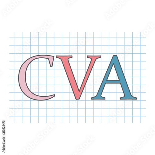 CVA (Cerebral Vascular Accident) written on checkered paper sheet- vector illustration