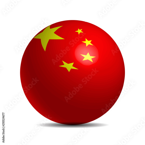 China flag on a 3d ball with shadow