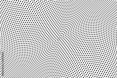 Wavy dotted lines. Halftone background. Futuristic panel. Vector illustration