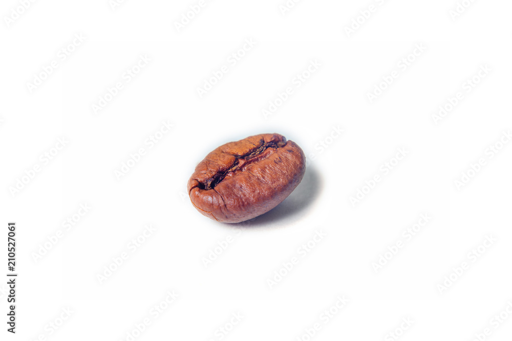 one coffee beans on white background, isolate one coffee beans on white background, isolate