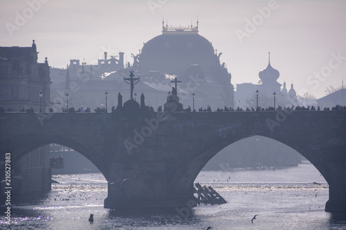 Charles Bridge,  Prague, Czech Republic. 2014-01-05 photo