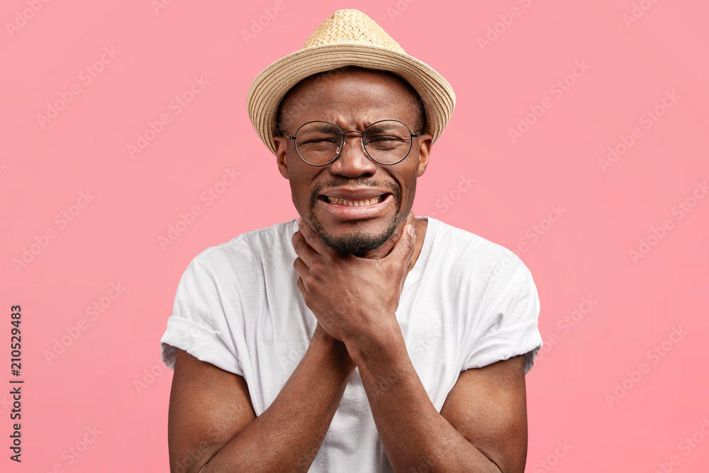 Stockfoto Body language concept. Depressed stressed African American