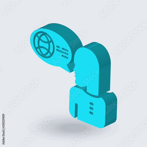 Translator icon vector sign and symbol isolated on white background, Translator logo concept , isometric 3D icon