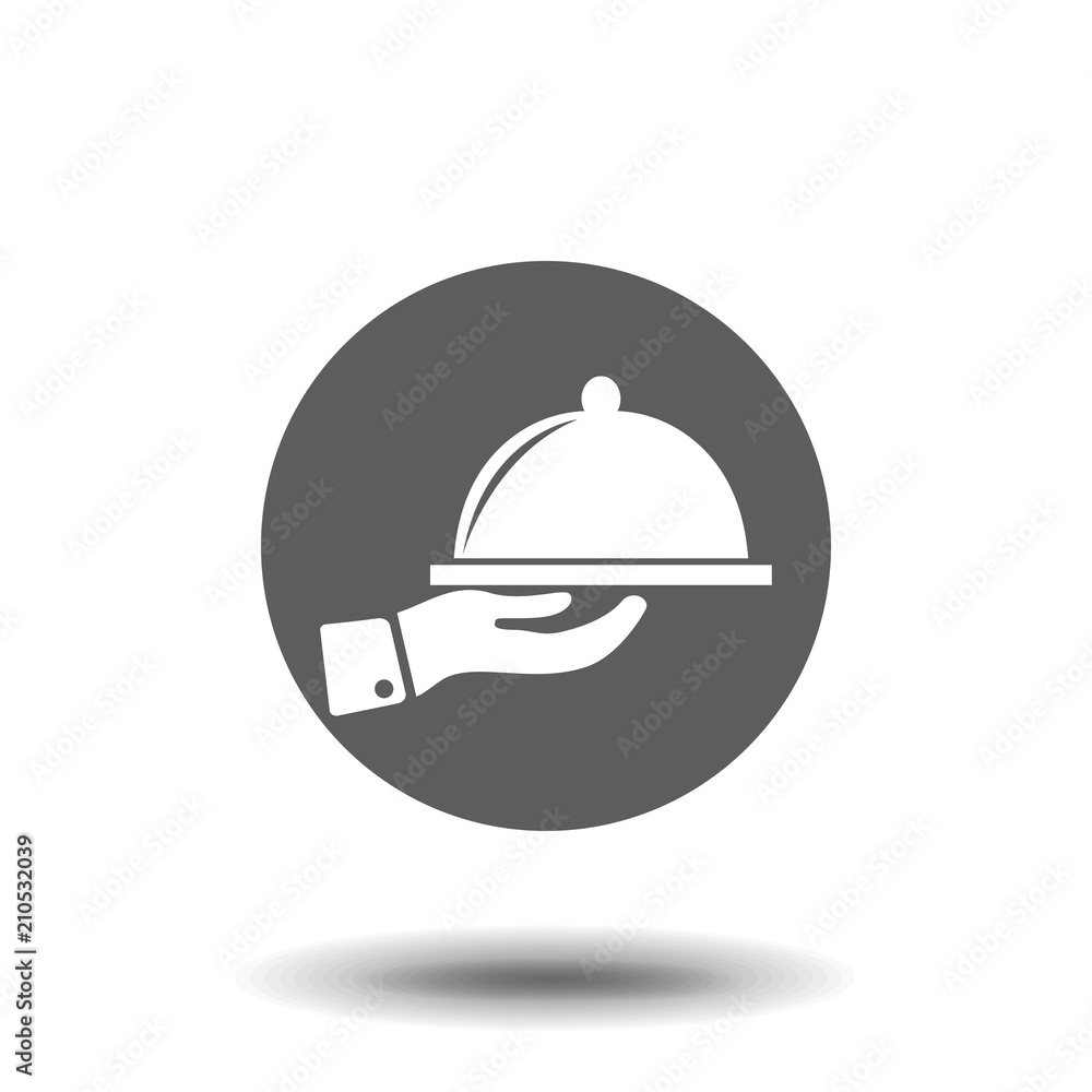 Meal tray on hand icon simple cooking sign vector illustration Meal tray on hand icon simple cooking sign vector illustration