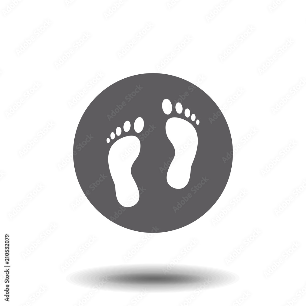 Human footstep icon. Vector footprint. Black silhouette. Flat style. Illustration isolated on white background. Human footstep icon. Vector footprint. Black silhouette. Flat style. Illustration isolated on white background.