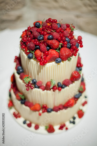 Three tiered wedding cake photo