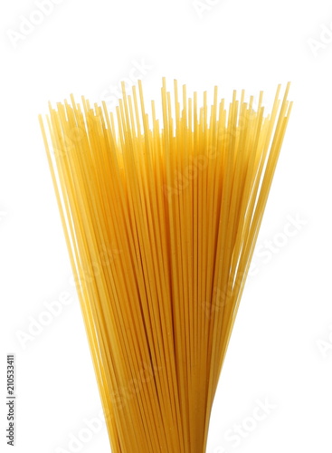 Spaghetti, yellow pasta isolated on white 