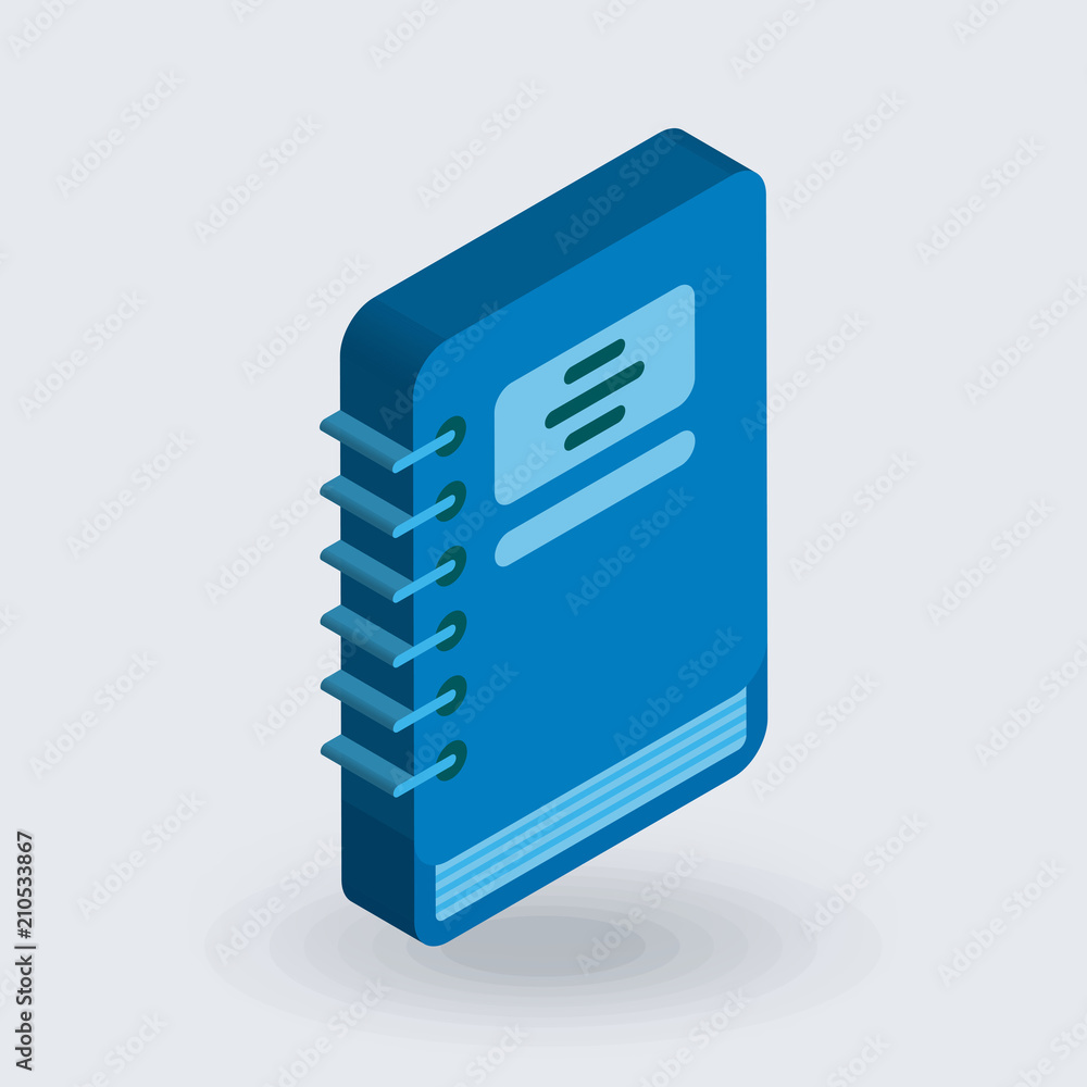 Notebook icon vector sign and symbol isolated on white background, Notebook logo concept , 3D isometric icon Notebook icon vector sign and symbol isolated on white background, Notebook logo concept , 3D isometric icon
