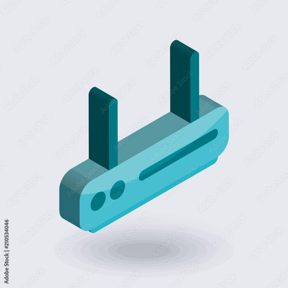 Router icon vector sign and symbol isolated on white background, Router logo concept , 3D isometric icon Router icon vector sign and symbol isolated on white background, Router logo concept , 3D isometric icon