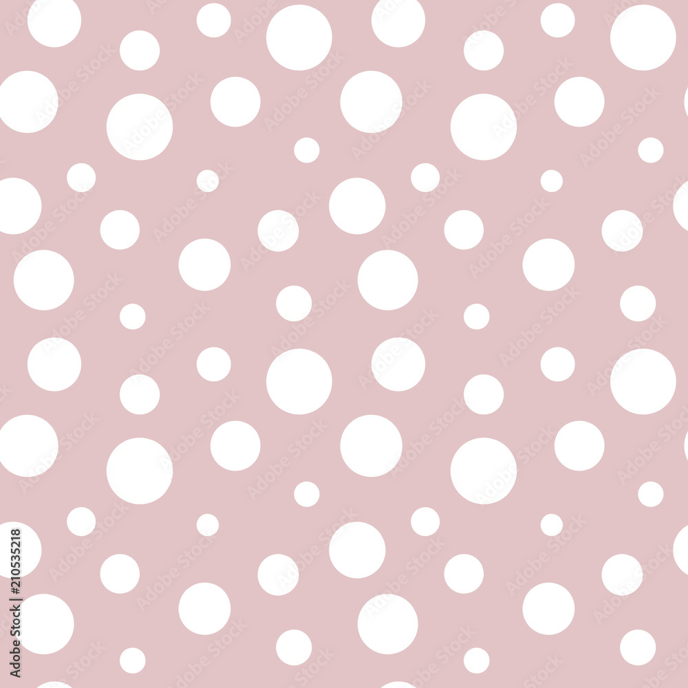 Pink and white circles abstract seamless pattern
