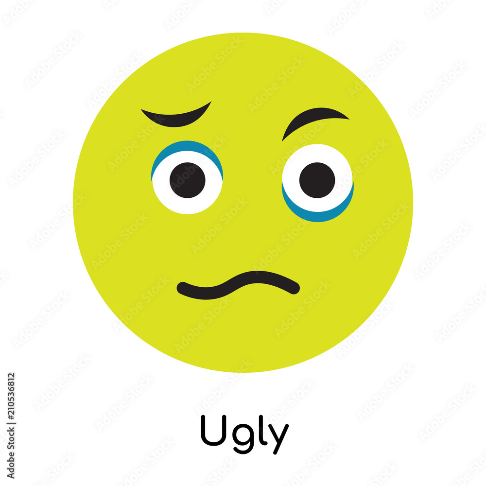 Ugly icon vector sign and symbol isolated on white background, Ugly logo concept Ugly icon vector sign and symbol isolated on white background, Ugly logo concept