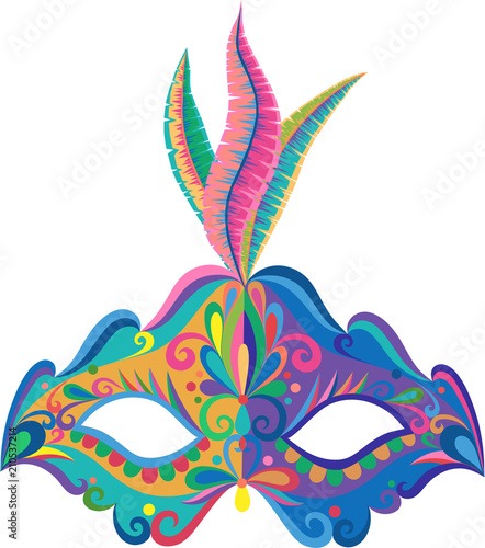 Colour carnival mask isolated on white background.