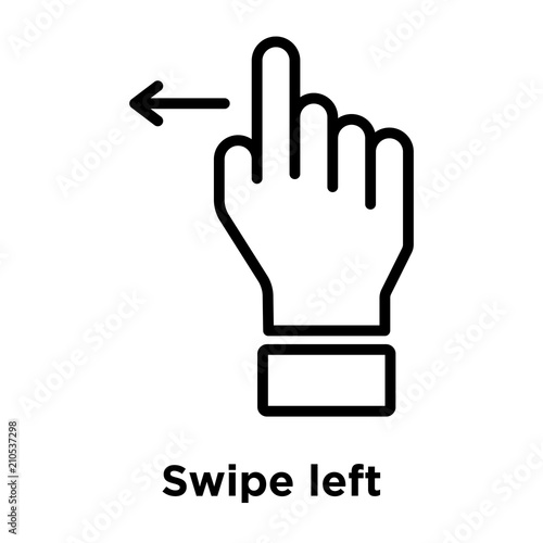 Swipe left icon vector sign and symbol isolated on white background, Swipe left logo concept