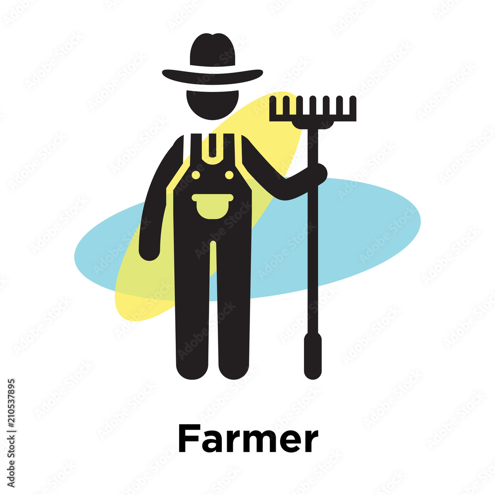 Fermier Zeichen Farmer icon vector sign and symbol isolated on white background, Farmer ...