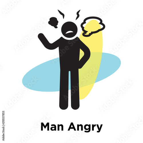 Man Angry icon vector sign and symbol isolated on white background, Man Angry logo concept