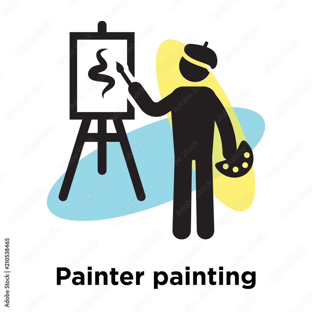 Painter painting icon vector sign and symbol isolated on white background, Painter painting logo concept