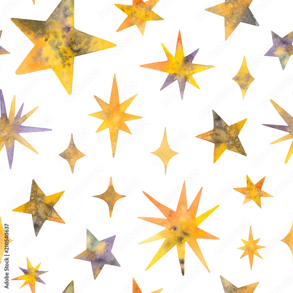 watercolor stars. seamless pattern on a white background watercolor stars. seamless pattern on a white background