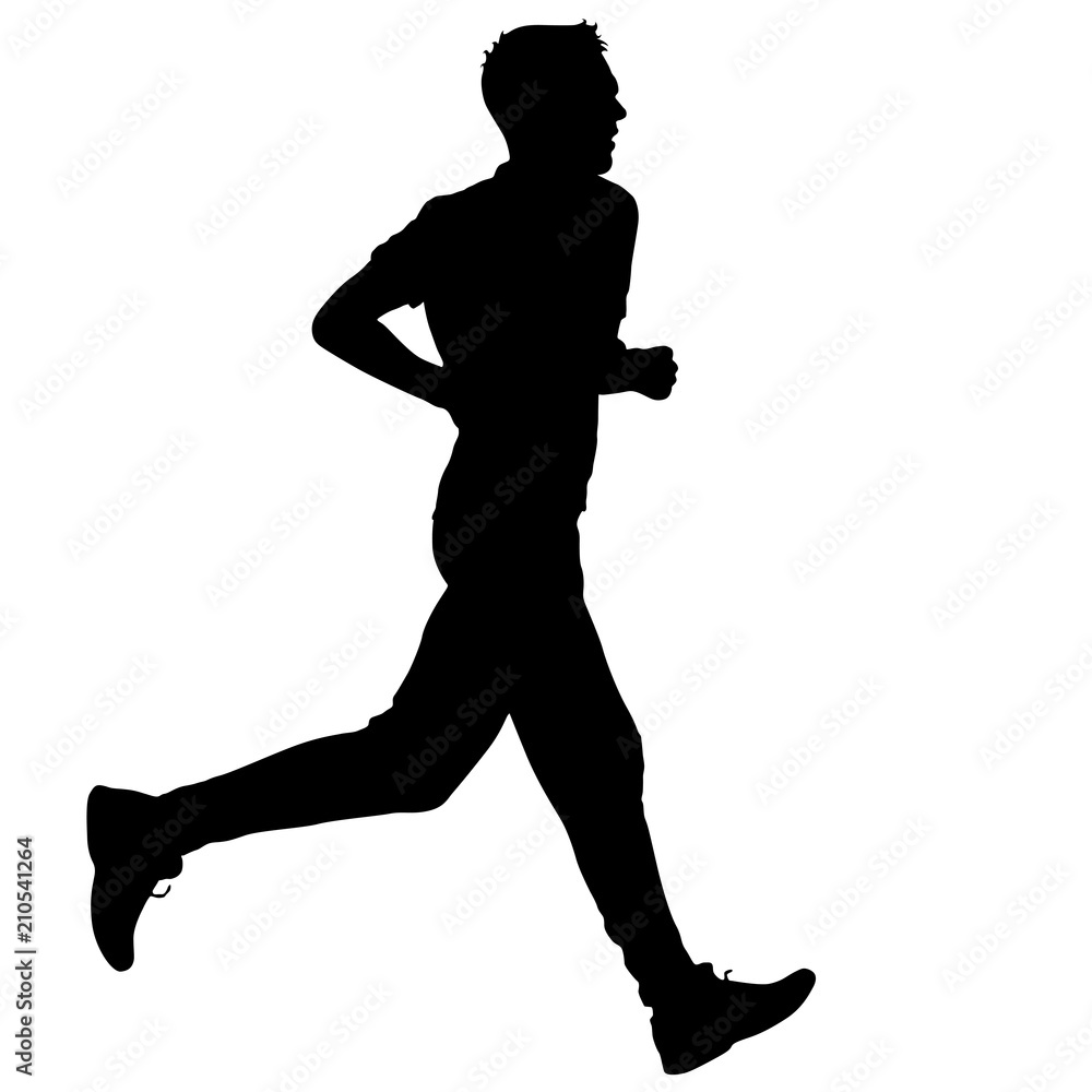 Black Silhouettes Runners sprint men on white background Black Silhouettes Runners sprint men on white background
