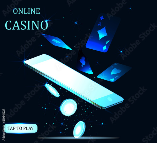Mobile casino slot game. Abstract image of a starry sky or space, consisting of points, lines, and shapes in the form of planets, stars and the universe. Low poly vector