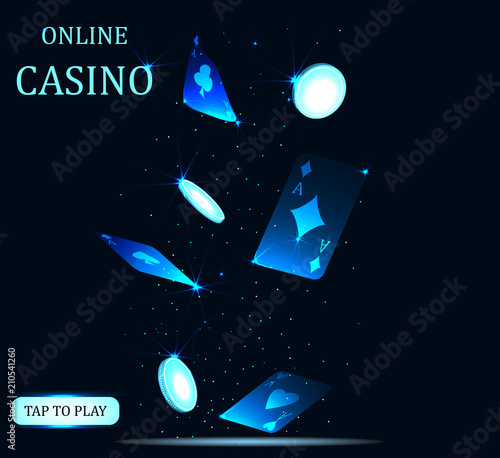 Mobile casino slot game. Abstract image of a starry sky or space, consisting of points, lines, and shapes in the form of planets, stars and the universe. Low poly vector