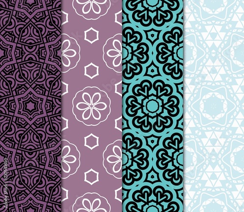 set of original seamless pattern with modern ornament. geometric style. fashion, interior design. vector
