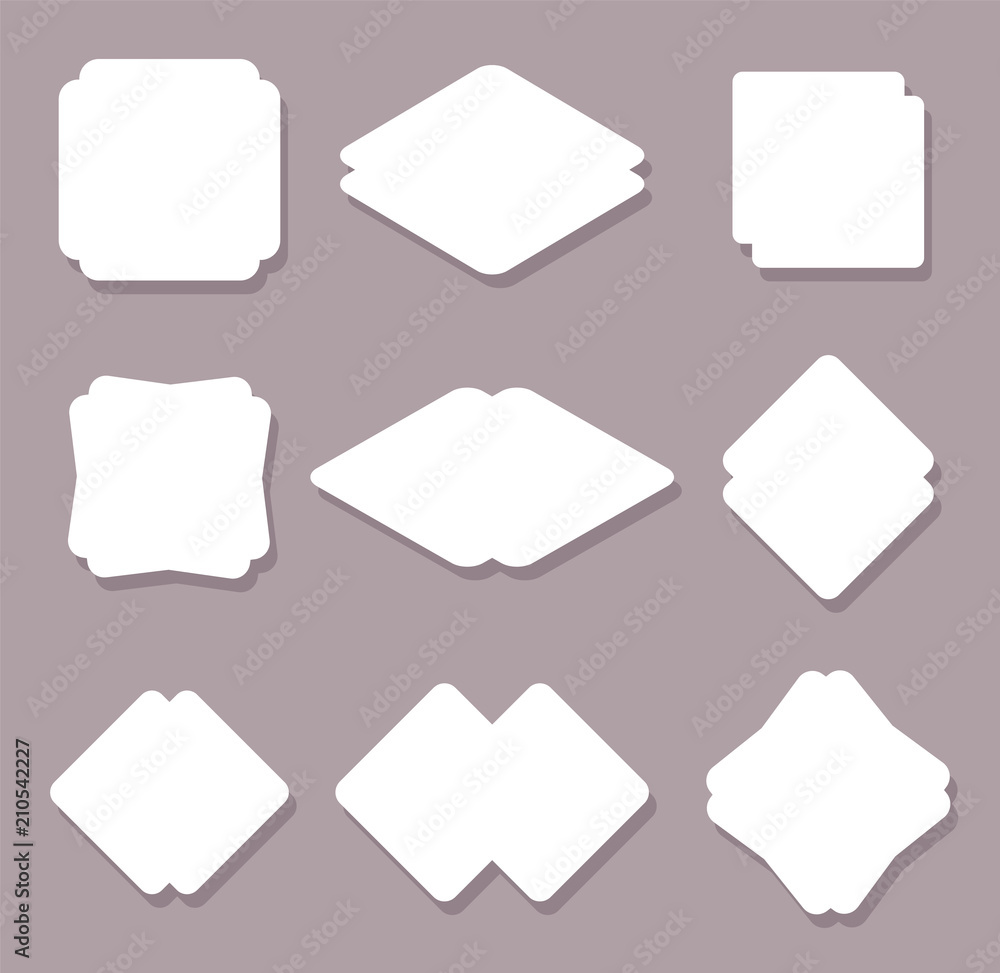 Set of isolated white decorative frames. Vector illustration. Set of isolated white decorative frames. Vector illustration.