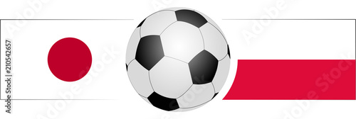 Japan gegen Polen Fußball WM2018 Flaggen mit Fußball