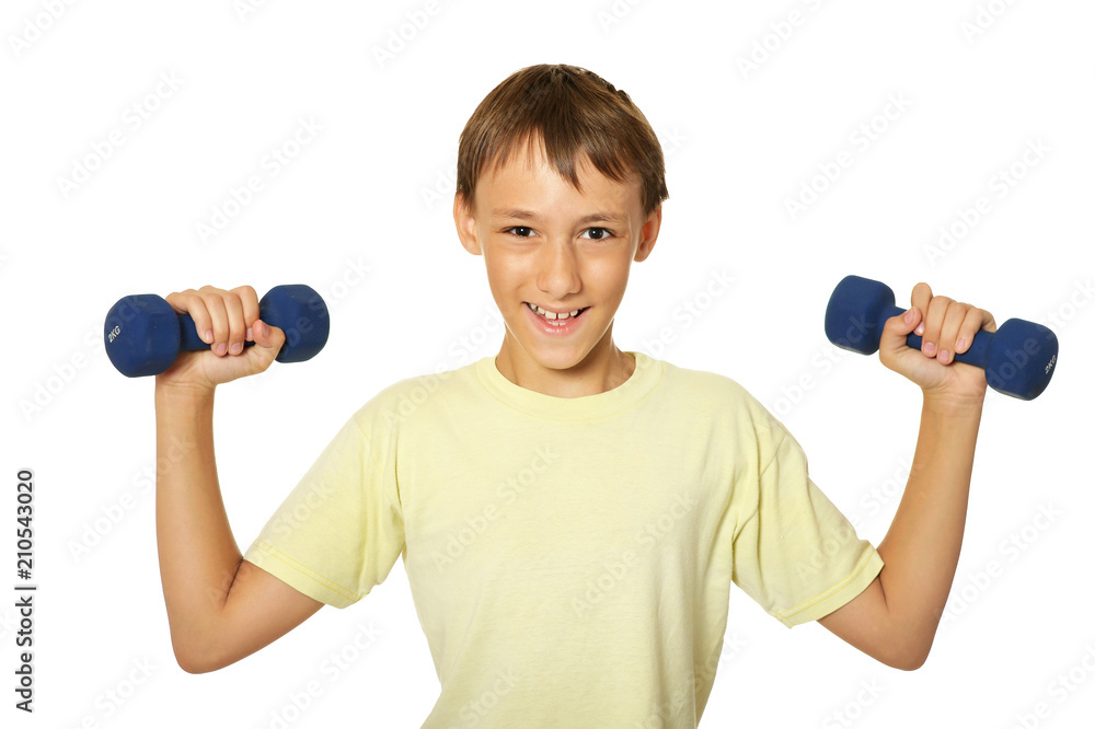 Young boy doing exercises Young boy doing exercises
