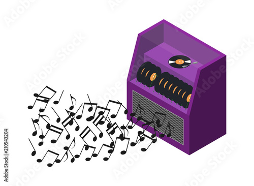 Isometric retro jukebox, music machine