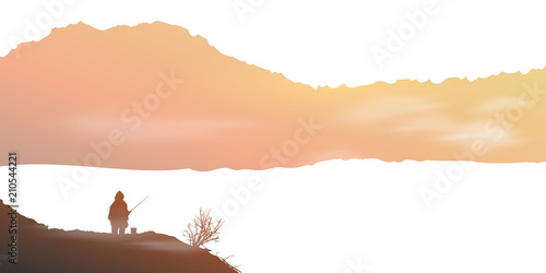 Fisherman silhouette. Vector illustration