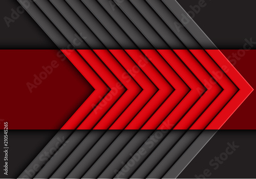 Abstract red gray arrow pattern on dark design modern futurisitc background vector illustration. photo