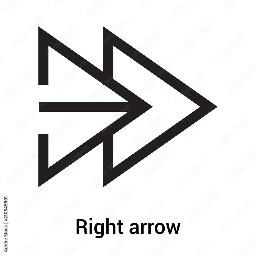 Right arrow icon vector sign and symbol isolated on white background, Right arrow logo concept Right arrow icon vector sign and symbol isolated on white background, Right arrow logo concept