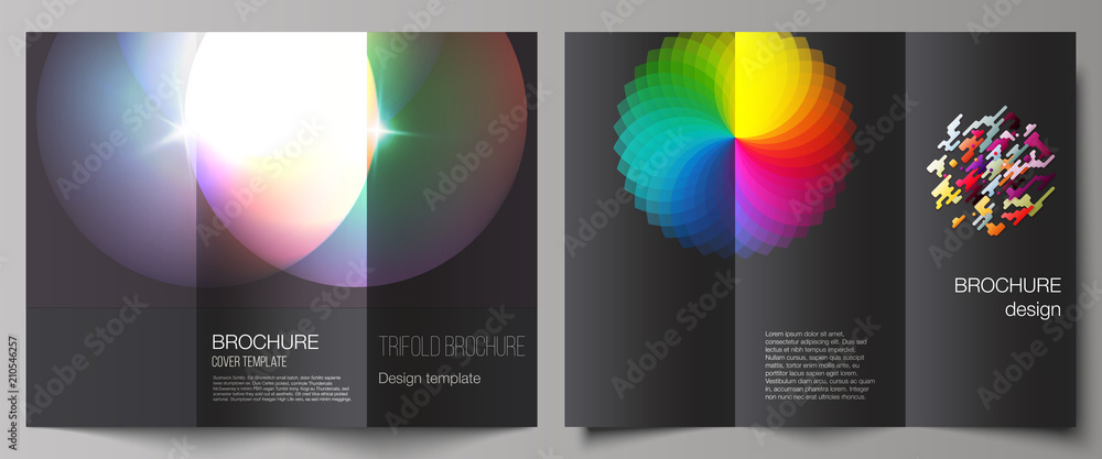 The minimal vector illustration of editable layout. Modern creative covers design templates for trifold brochure or flyer. Abstract colorful geometric backgrounds in minimalistic design to choose from