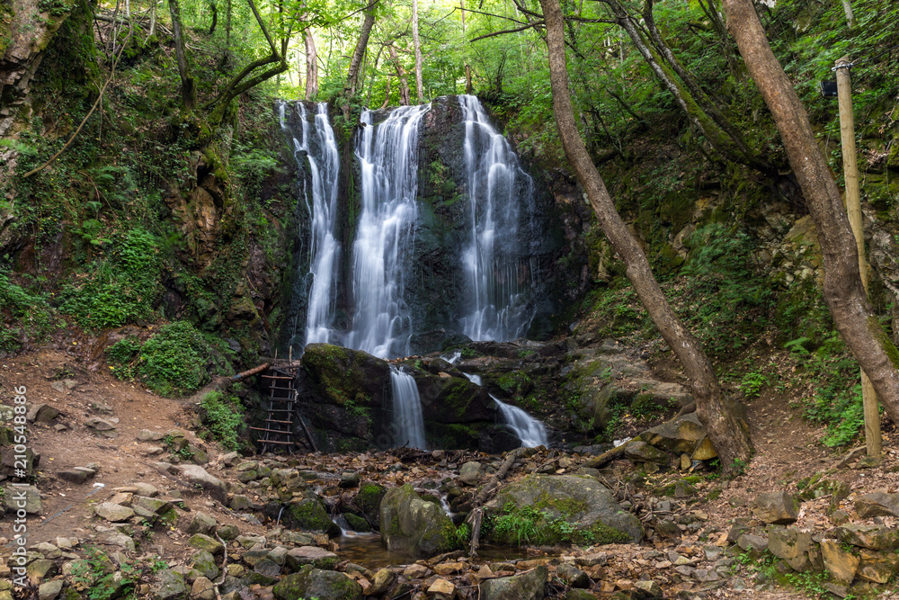 Fototapeta premium Landscape of Koleshino waterfalls cascade in Belasica Mountain, Novo Selo, Republic of Macedonia