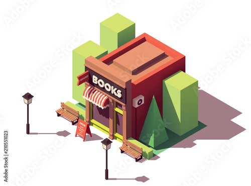 Vector isometric bookshop