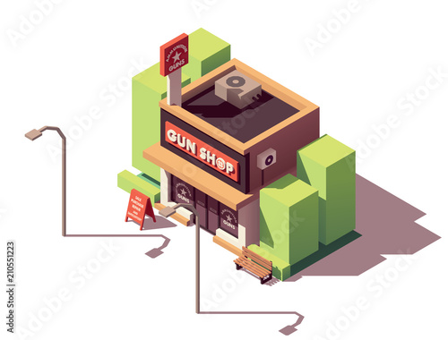 Vector isometric gun shop